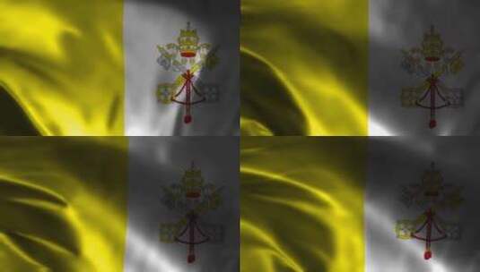 梵蒂冈城旗挥舞。梵蒂冈城旗挥舞动画。高清在线视频素材下载