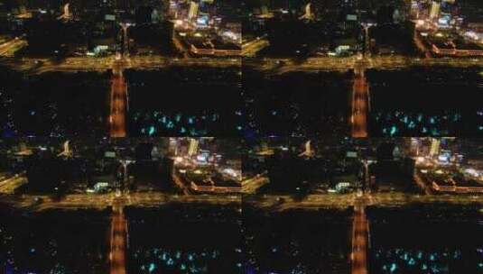 杭州西湖文化广场中山北路夜景车流延时高清在线视频素材下载