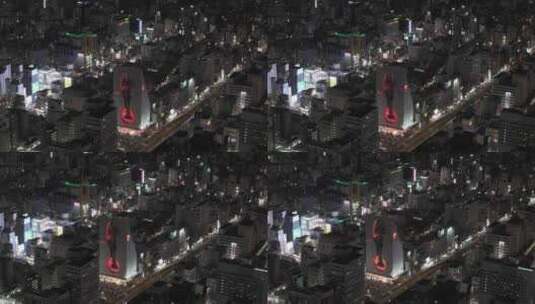 夜市大阪南波臀部建筑彩色照明现代高层结构高清在线视频素材下载