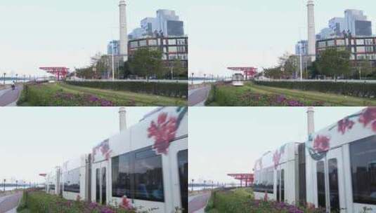 广州海珠有轨电车实拍高清在线视频素材下载