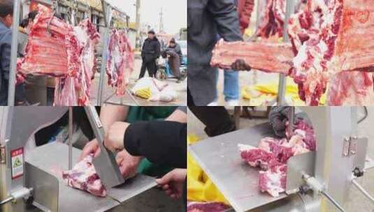 买肉 卖牛肉 肉店铺 菜市场高清在线视频素材下载