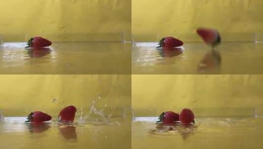 第二个草莓落水瞬间高清在线视频素材下载
