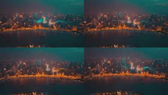上海外滩灯光秀高清在线视频素材下载