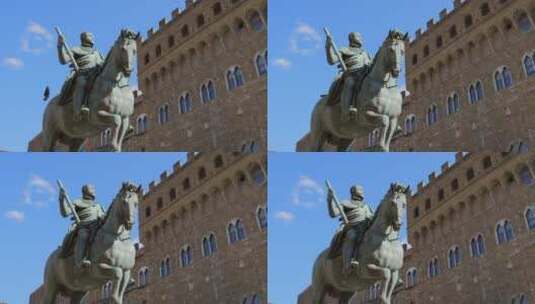 意大利佛罗伦萨的科西莫德美第奇雕像高清在线视频素材下载