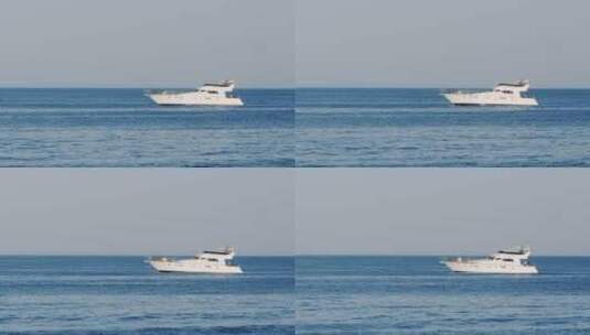 在海上行驶的白色游艇高清在线视频素材下载