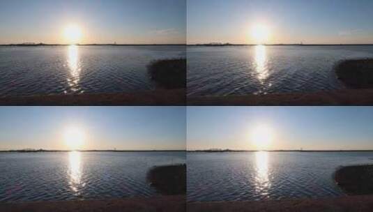 航拍海边日落美景高清在线视频素材下载