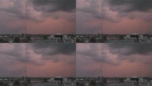 古巴西恩富戈斯楼顶天空城市烟囱黄昏地拍高清在线视频素材下载