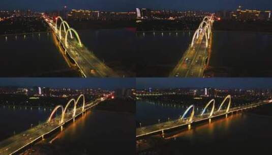 大同南环桥+迎宾桥夜景航拍高清在线视频素材下载