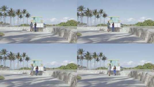 快乐的夫妇在海滨慢跑高清在线视频素材下载