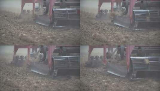拖拉机在耕种特写高清在线视频素材下载