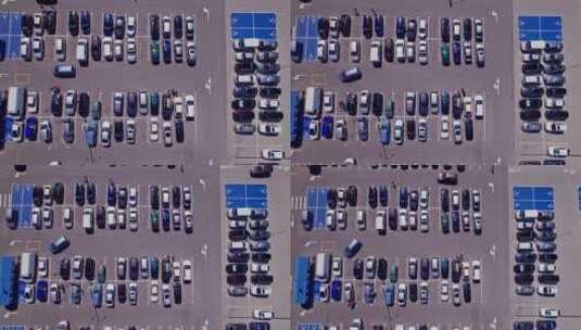 停车场上的停车位航拍高清在线视频素材下载