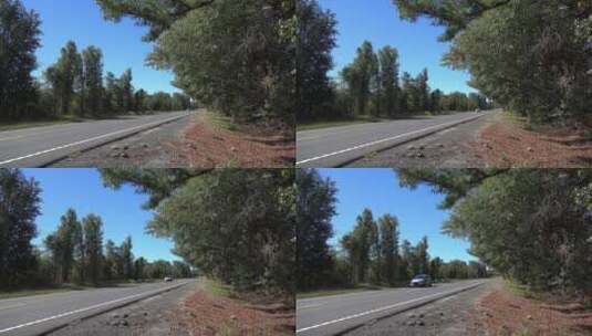 乡村公路上经过的汽车高清在线视频素材下载
