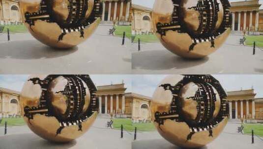 球体中的一个球体雕塑梵蒂冈城高清在线视频素材下载
