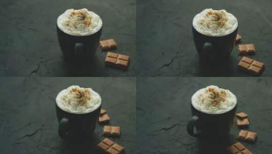 一杯加鲜奶油的咖啡高清在线视频素材下载