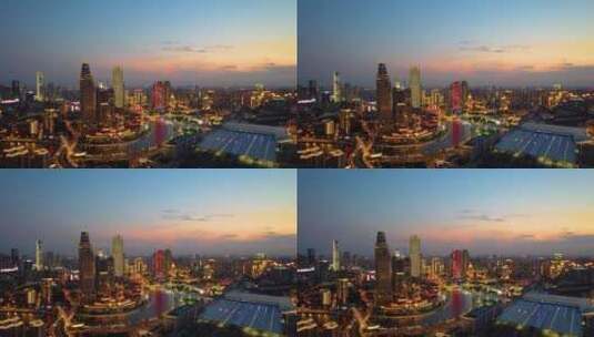 城市高楼建筑夜晚航拍高清在线视频素材下载