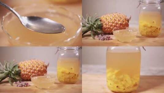 【镜头合集】玻璃碗装菠萝果酒高清在线视频素材下载
