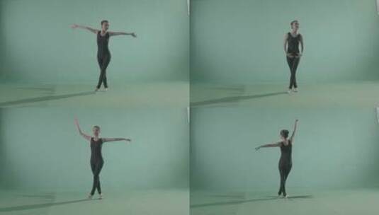 人像绿布绿幕女人跳现代舞爵士舞抠像舞蹈高清在线视频素材下载