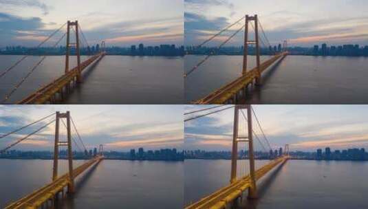 【航拍延时】武汉杨泗港长江大桥02高清在线视频素材下载