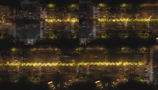 海口市国兴大道夜景横移跟随高清在线视频素材下载