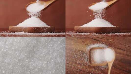 白砂糖白糖甘蔗糖方糖颗粒糖广告高清在线视频素材下载