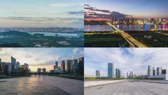 4K杭州城市景色延时合集视频高清在线视频素材下载