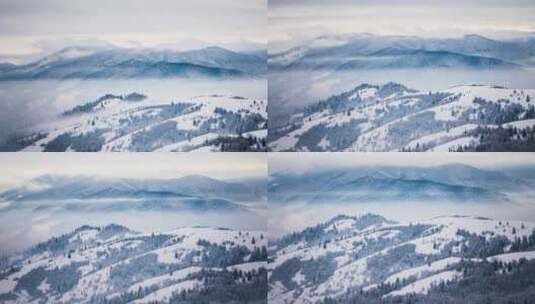 雪山森林的远景高清在线视频素材下载