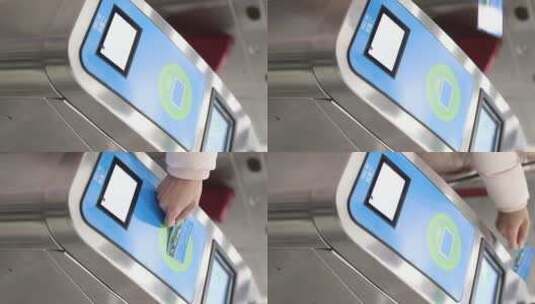 济南地铁3号线乘车，刷卡进入地铁高清在线视频素材下载