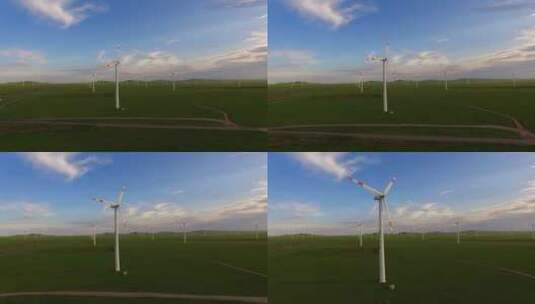 内蒙古草原（蒙东）输电线路【航拍】高清在线视频素材下载