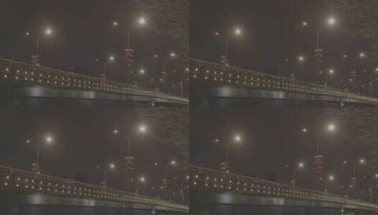 武汉疫情封城 公路桥 灯笼 路灯夜景 仰拍高清在线视频素材下载