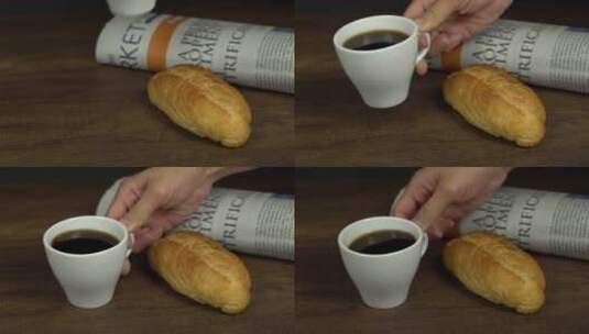 4K咖啡面包高清在线视频素材下载