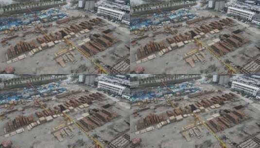 航拍工业生产木材加工厂高清在线视频素材下载