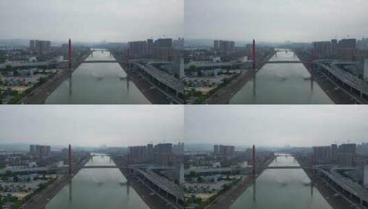 航拍湖北宜昌西林路大桥交通高清在线视频素材下载