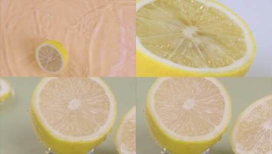 新鲜柠檬 柠檬切片入水 维生素C高清在线视频素材下载