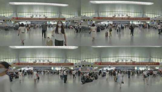 实拍中国高铁站的人流高清在线视频素材下载