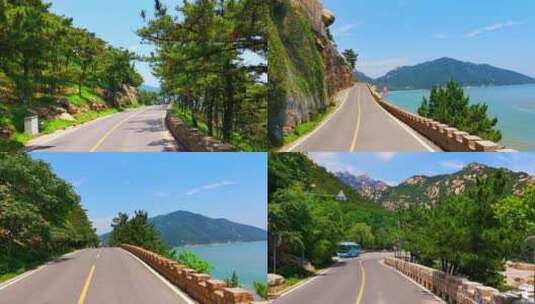 开车旅行路上风景环海公路 -最美环海公路高清在线视频素材下载