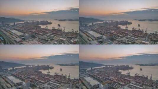 城市航拍，洛山的晚霞高清在线视频素材下载