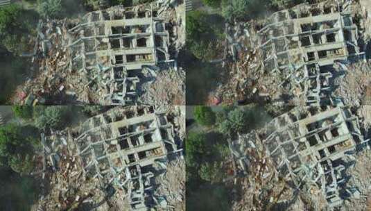 拆迁房屋废墟航拍高清在线视频素材下载