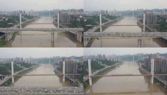 4K重庆高家花园轨道桥地铁过桥航拍素材高清在线视频素材下载