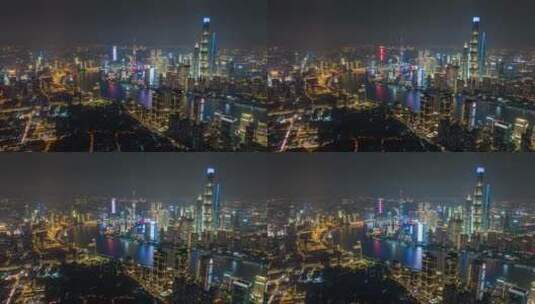 上海地标夜景延时航拍高清在线视频素材下载