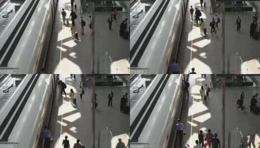 高铁站台的高铁与旅客高清在线视频素材下载