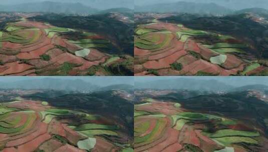 云南旅游农业宣传风光东川红土地斑驳色块高清在线视频素材下载