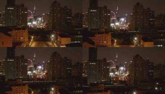 航拍上海夜景城市建筑夜景高清在线视频素材下载