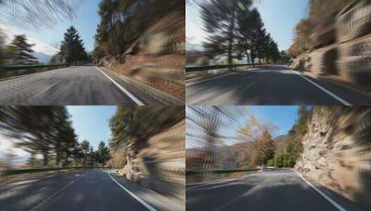 秋天上山公路开车第一视角视频高清在线视频素材下载