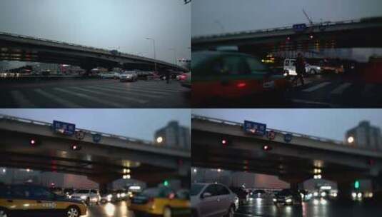 北京中关村四通桥冬季车流合集高清在线视频素材下载