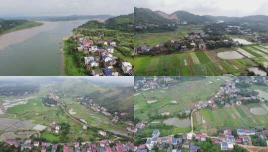 湘江边最美乡村航拍风光2k合集高清在线视频素材下载