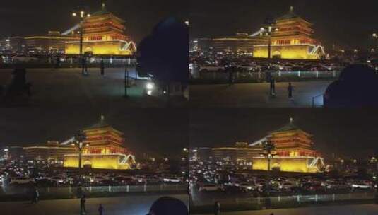 西安钟楼夜景航拍23高清在线视频素材下载