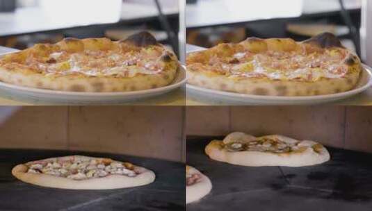 比萨饼烹饪特写披萨饼烤披萨烘焙高清在线视频素材下载