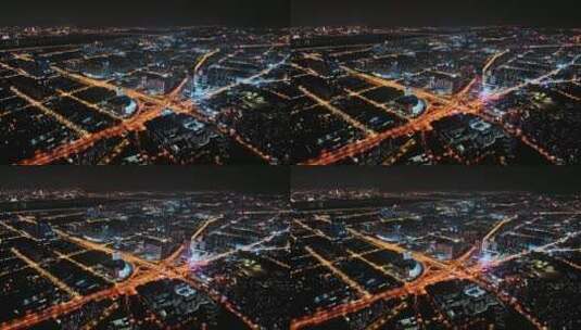 南京江北新区城市航拍空镜路网交通夜景高清在线视频素材下载