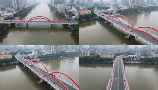 4K航拍广州解放大桥城市桥梁高清在线视频素材下载