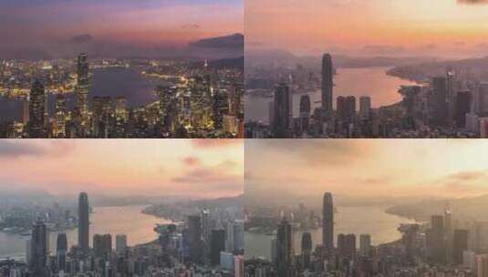香港维多利亚港湾日出光影高清在线视频素材下载